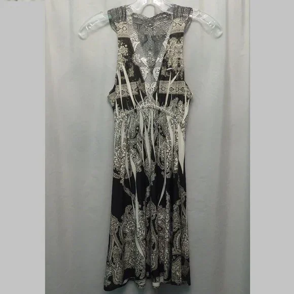 Body Central Dresses | Vintage Paisley Lace Back Tank Dress W/ Tie Front Shrug | Color: Black/White | Size: S | Tchameleon612's Closet